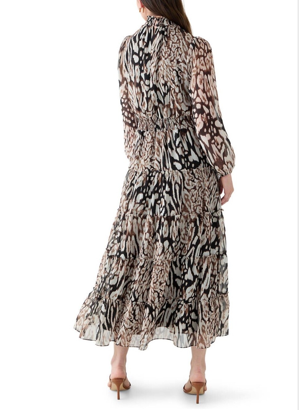 MSK Tiered Long Sleeve Animal Print Maxi Dress - Picture 2 of 10